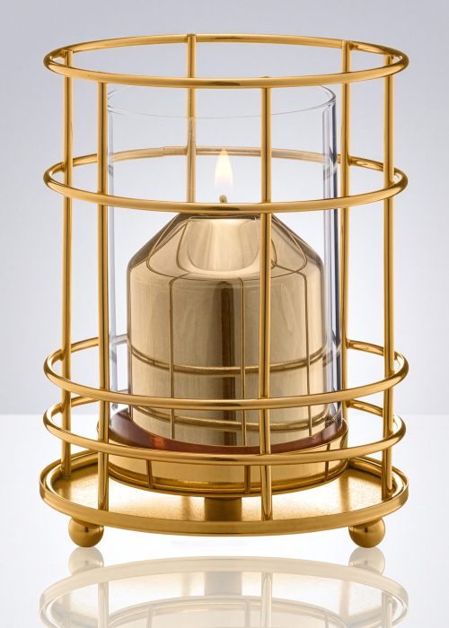 Cobertor para vela de parafina liquida Basket dorado cobertor