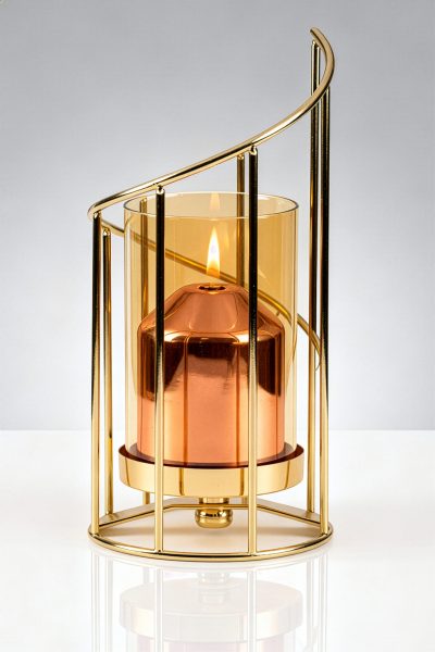 Cobertor para vela de parafina liquida Fobonacci dorado y cobre