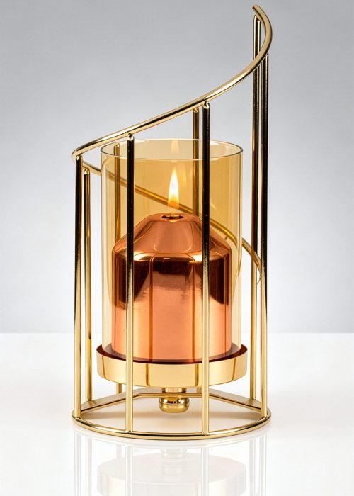 Cobertor para vela de parafina liquida Fobonacci dorado y cobre