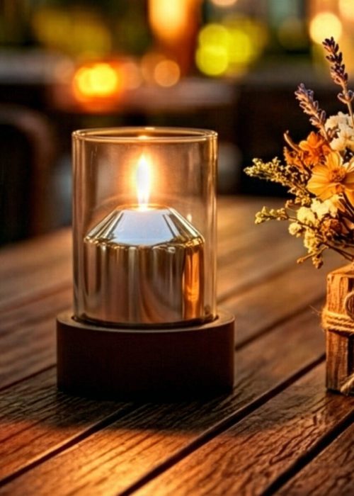 Nogal recto en mesa terraza nocturna